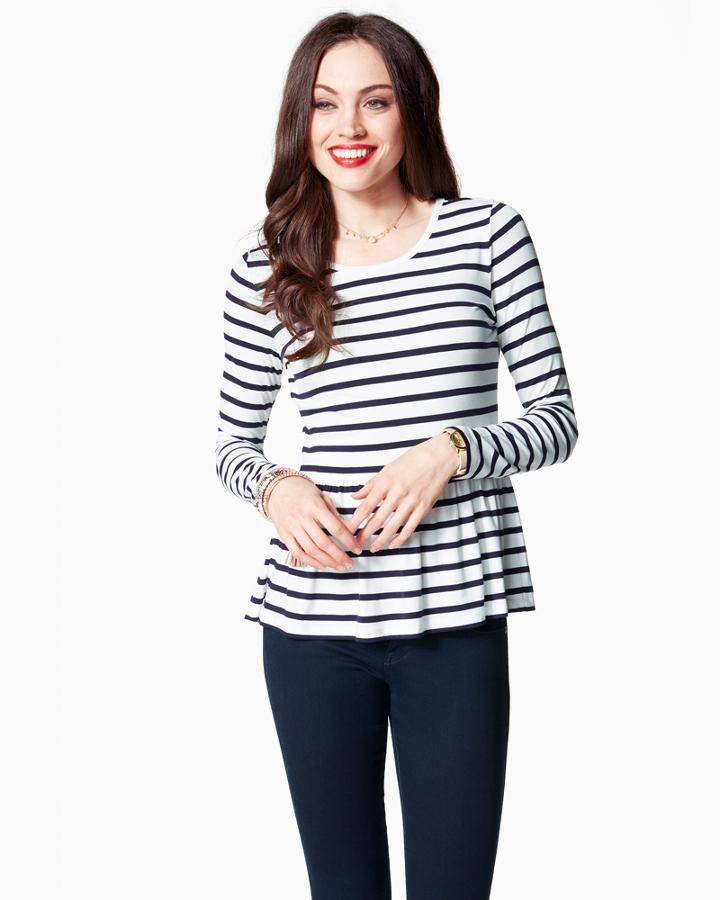 Charming Charlie Vertical Stripe Peplum Top