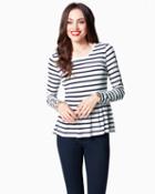 Charming Charlie Vertical Stripe Peplum Top