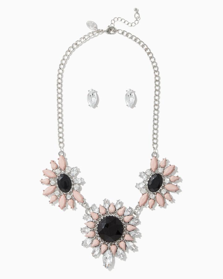 Charming Charlie Faceted Blooms Necklace Set