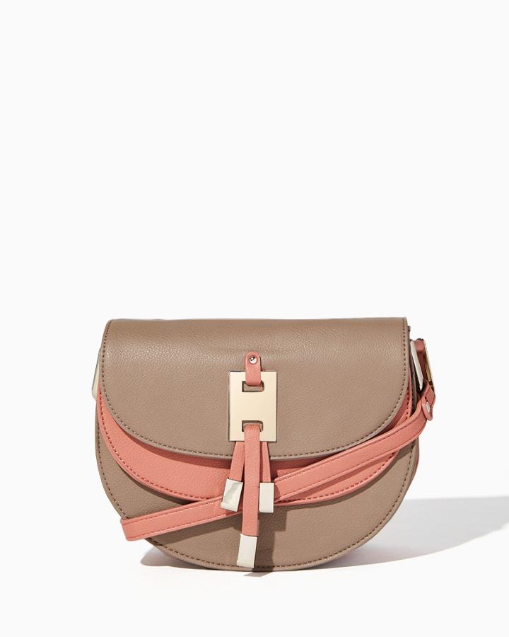 Charming Charlie Two-tone Foldover Saddle Bag
