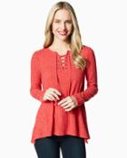 Charming Charlie Collar Lace Up Ribbed Top