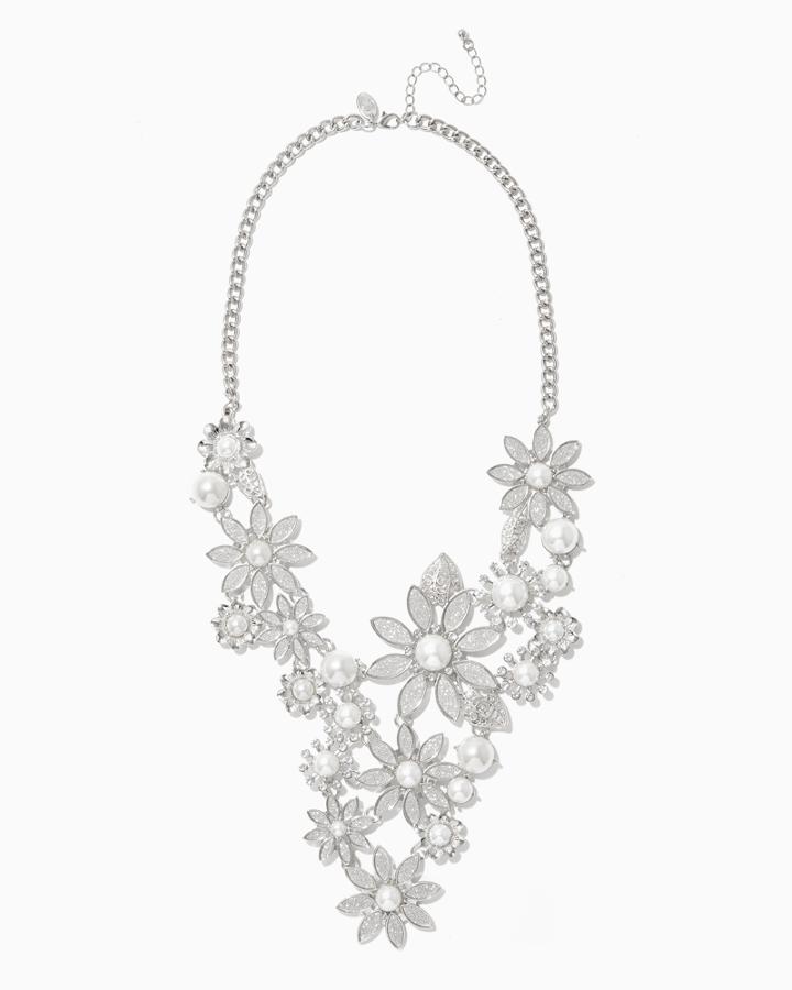 Charming Charlie Floral Stardust Statement Necklace