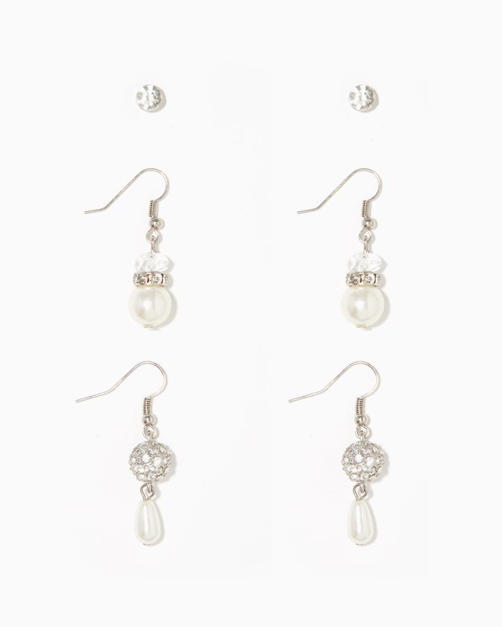 Charming Charlie Drop Pearl Earring Set