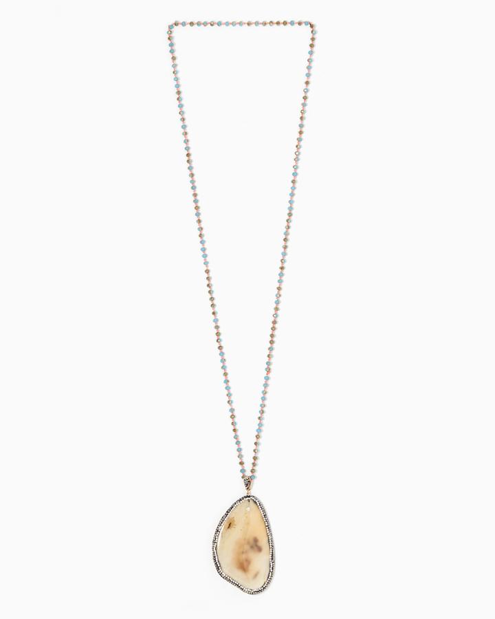 Charming Charlie Taupe Shimmering Agate Stone Pendant