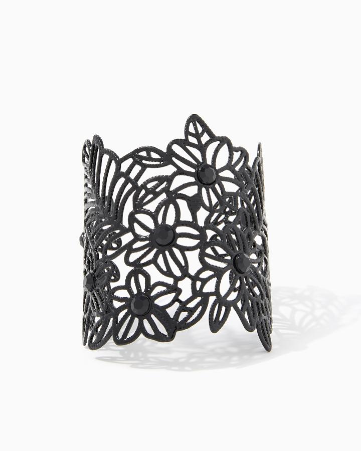 Charming Charlie Floral Crystal Cuff Bracelet