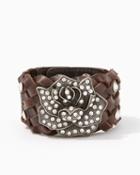 Charming Charlie Braided Faux Leather Snap Bracelet