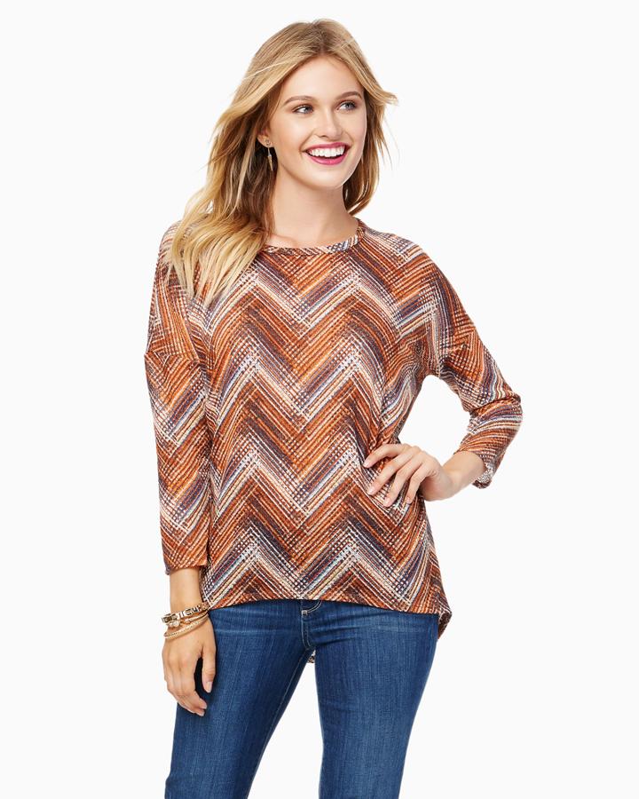 Charming Charlie Bold Chevron Long Sleeved Top