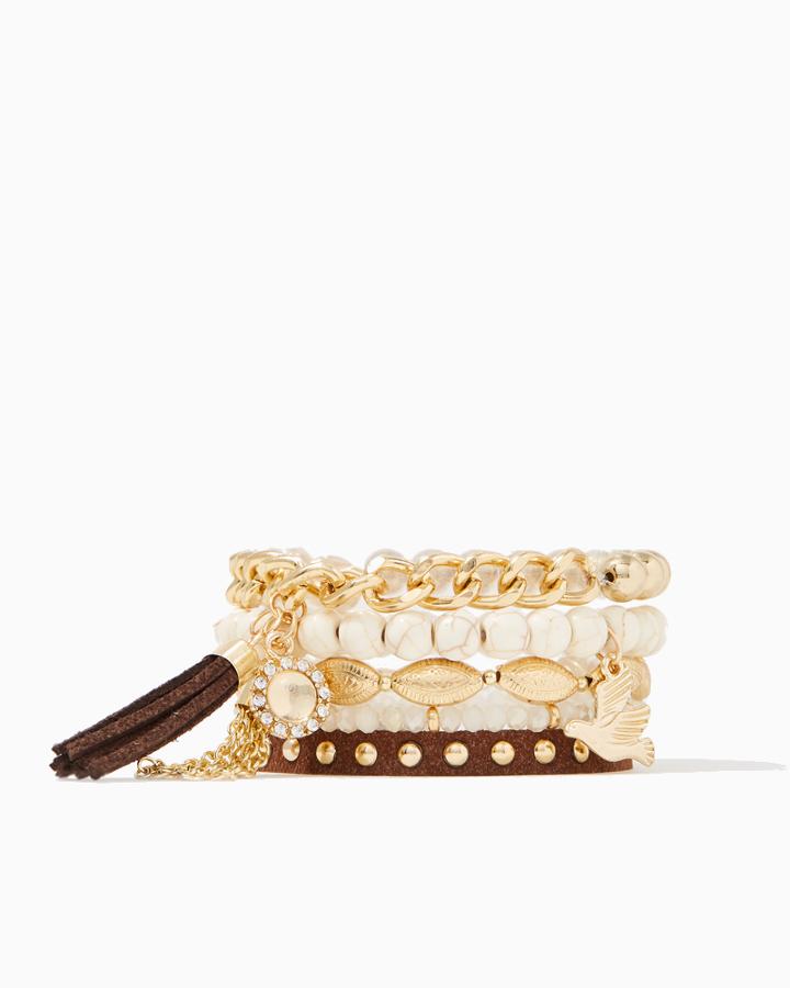 Charming Charlie Dove Tassel Bracelet Set