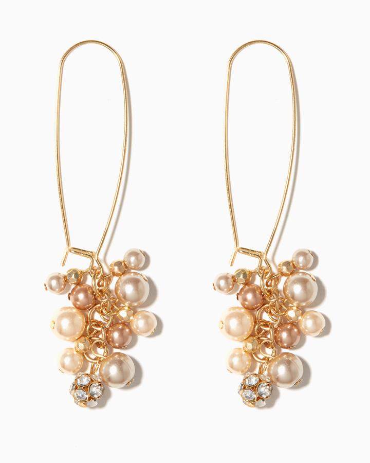 Charming Charlie Pearl Cluster Wire Earrings