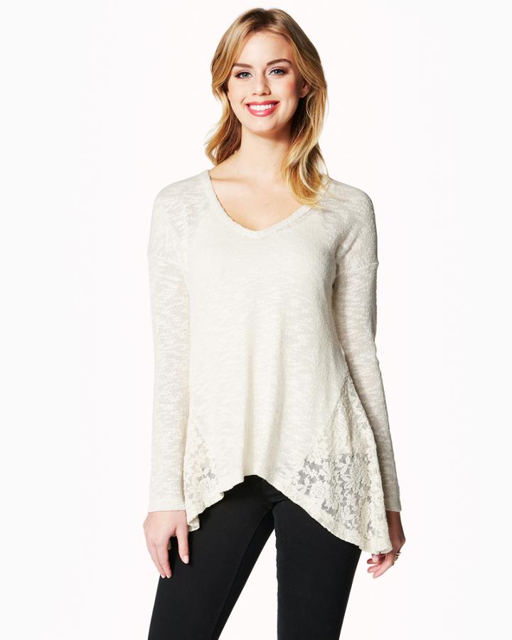 Charming Charlie Sweet Lace Hem Top