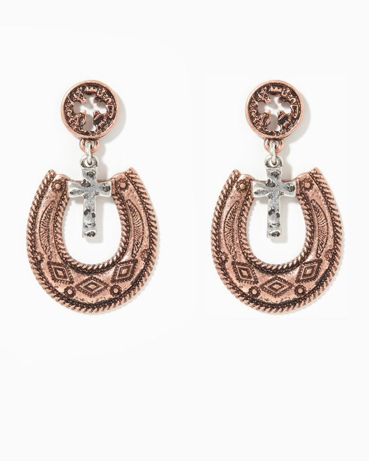 Charming Charlie Mission Cross Drop Earrings