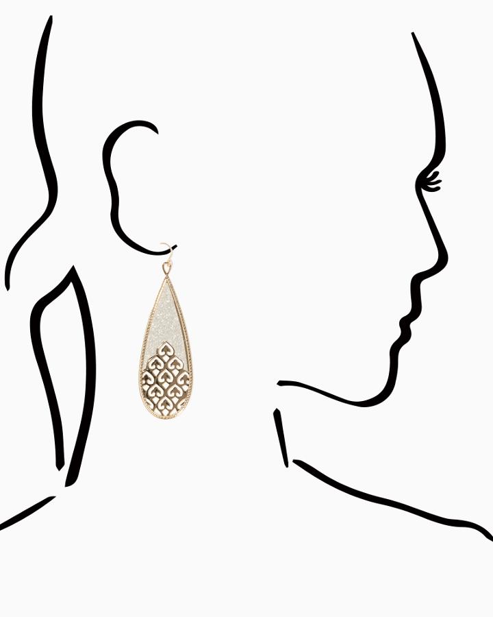 Charming Charlie Stardust Heart Teardrop Earrings