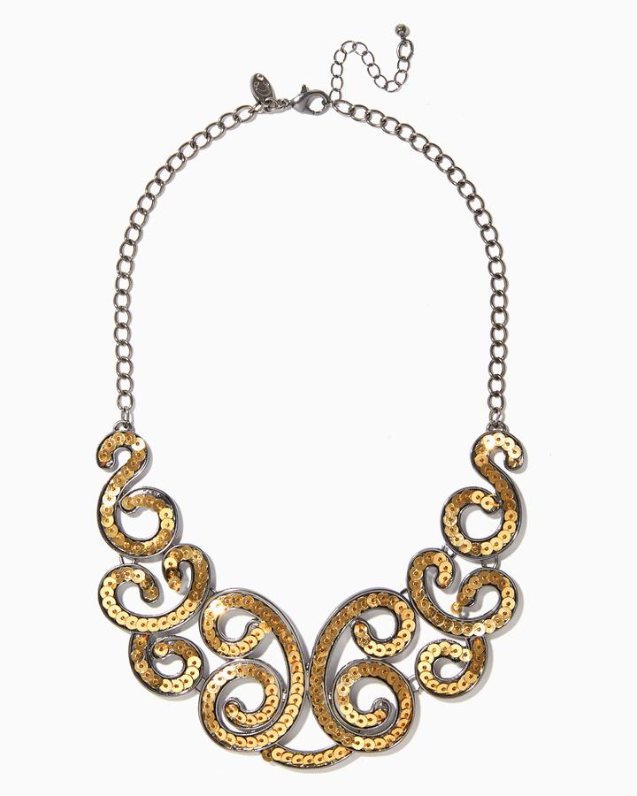 Charming Charlie Swirling Sequin Collar Necklace