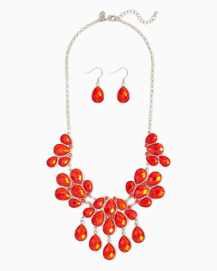 Charming Charlie Pear Cluster Shape Necklace Set