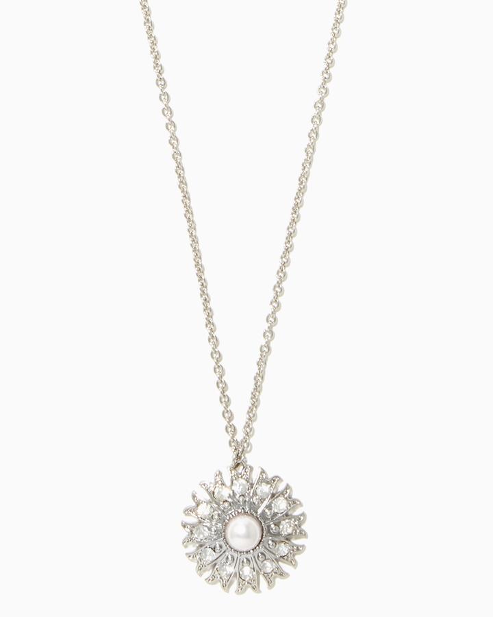 Charming Charlie Sunflower Pearl Pendant Necklace