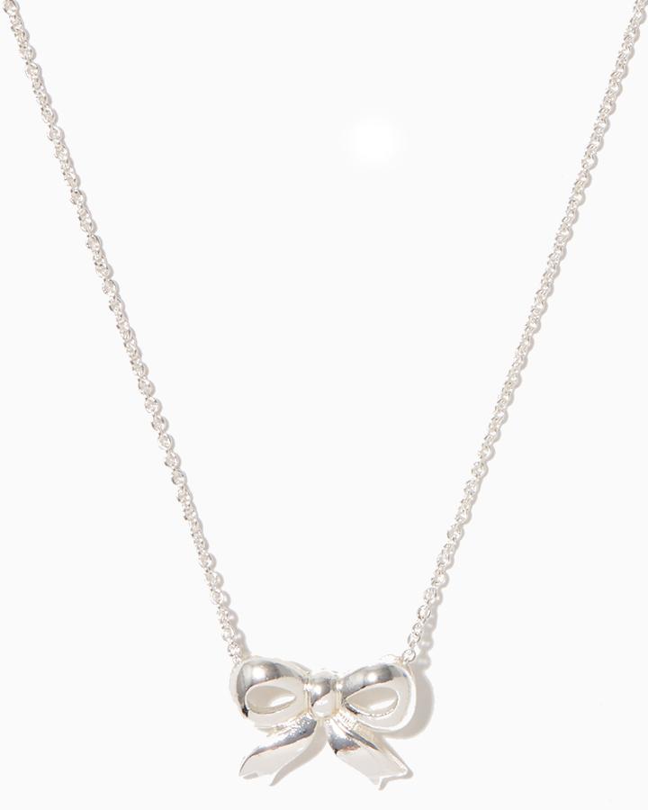 Charming Charlie Gleam Bow Pendant Necklace