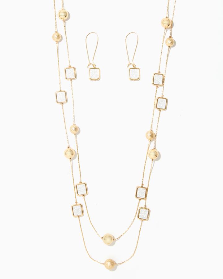 Charming Charlie Stardust Spacer Necklace Set