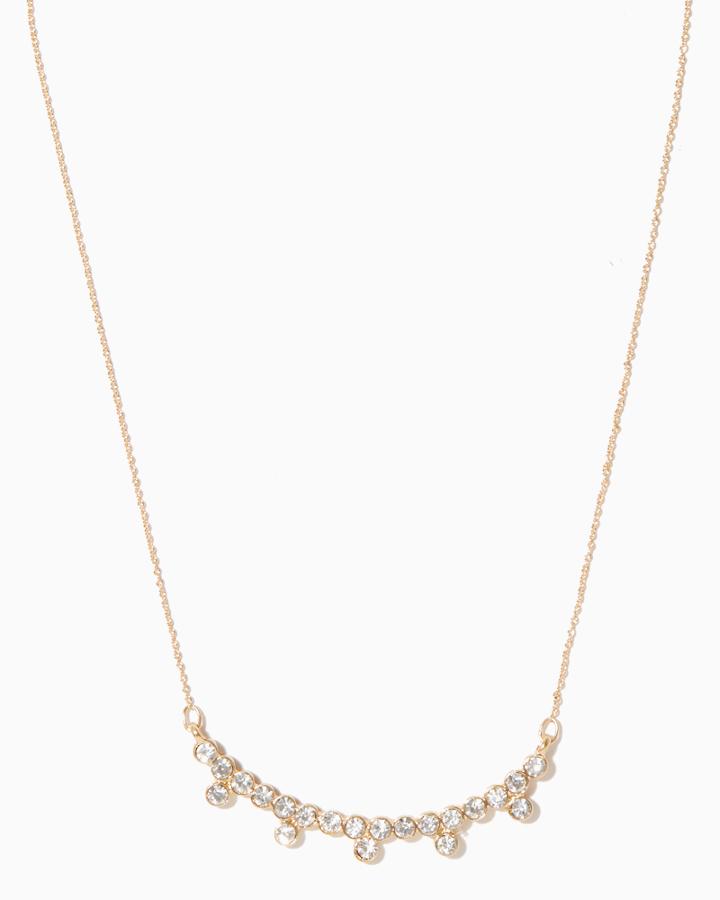 Charming Charlie Rhinestone Curved Bar Necklace