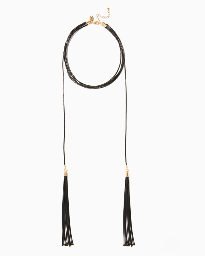 Charming Charlie Tassel Trim Choker Necklace
