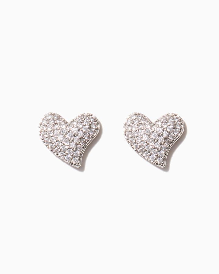 Charming Charlie Pav Heart Stud Earrings