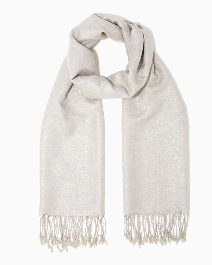 Charming Charlie Floral Jacquard Fringe Scarf