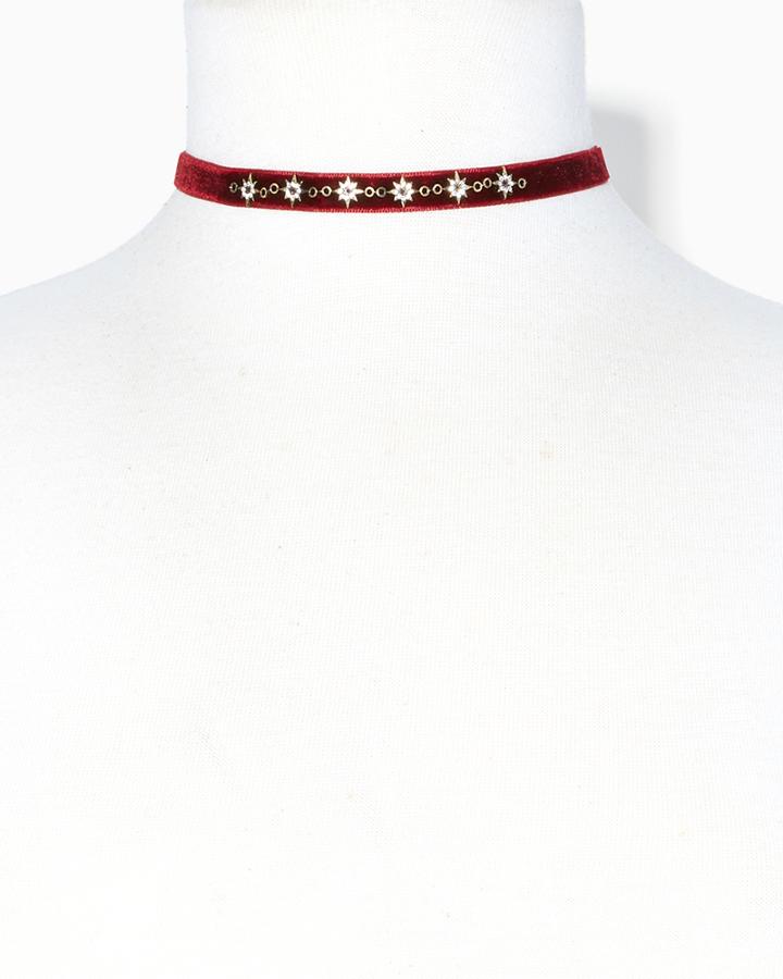 Charming Charlie Velvet Star Choker Necklace
