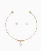 Charming Charlie Modern Pearl Collar Necklace Set