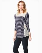 Charming Charlie Lace & Stripes Top