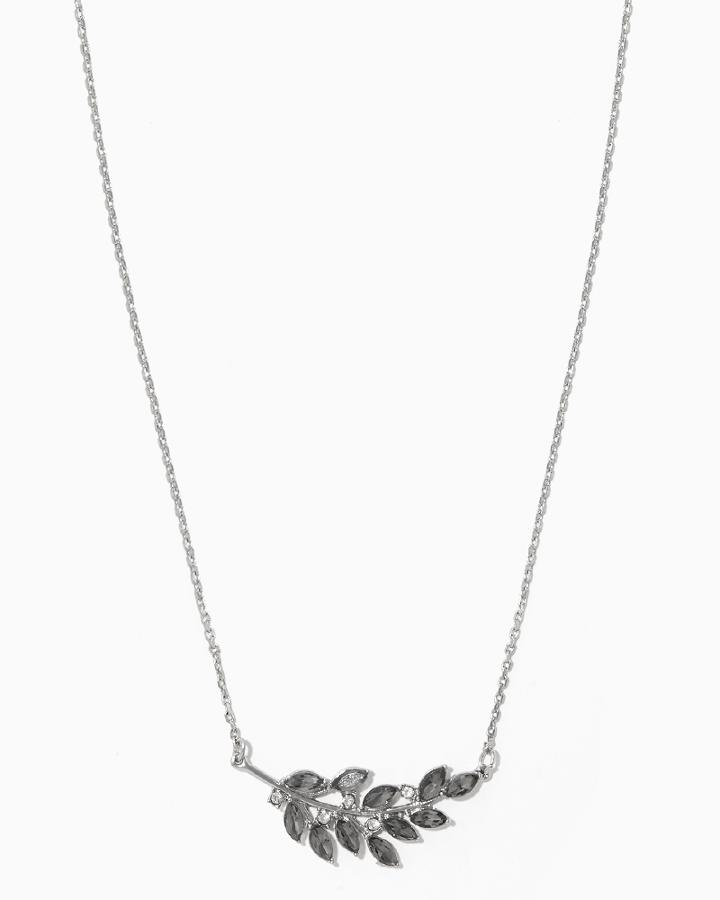Charming Charlie Glass Leaf Curved Pendant Necklace