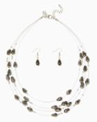 Charming Charlie Pear Stone Necklace Set