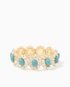 Charming Charlie Turquoise & Rhinestones Stretch Bracelet