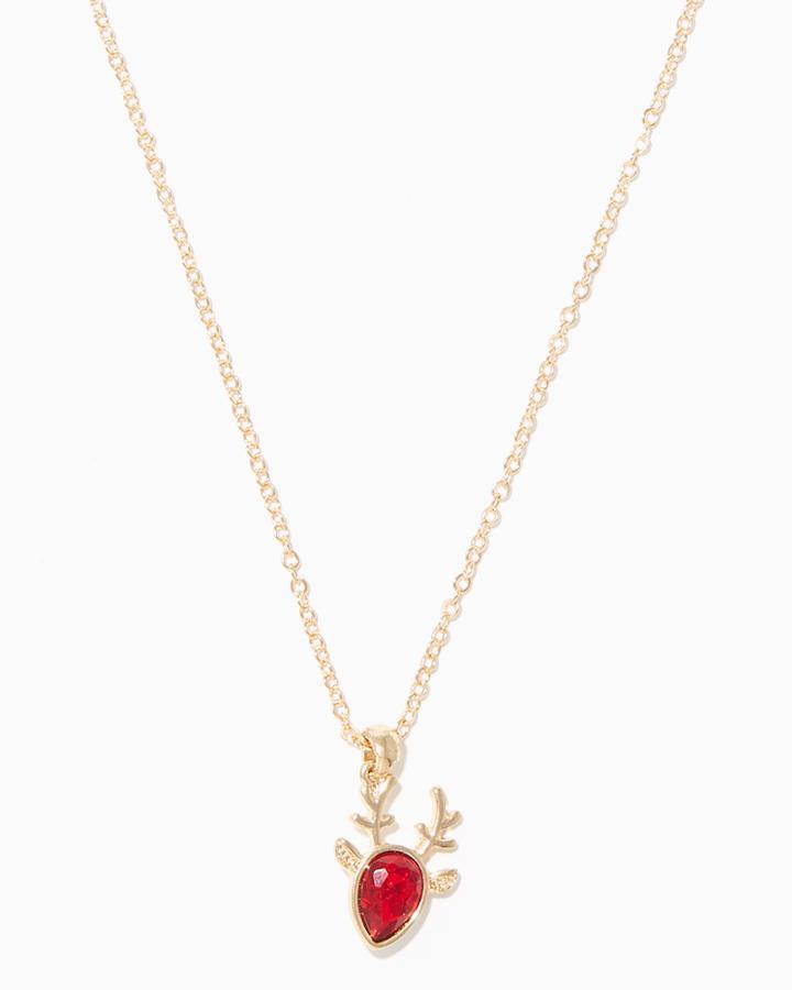 Charming Charlie Reindeer Head Pendant Necklace