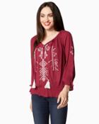 Charming Charlie Embroidered Peasant Top