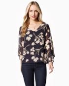 Charming Charlie Floral Chiffon Cut Out Top