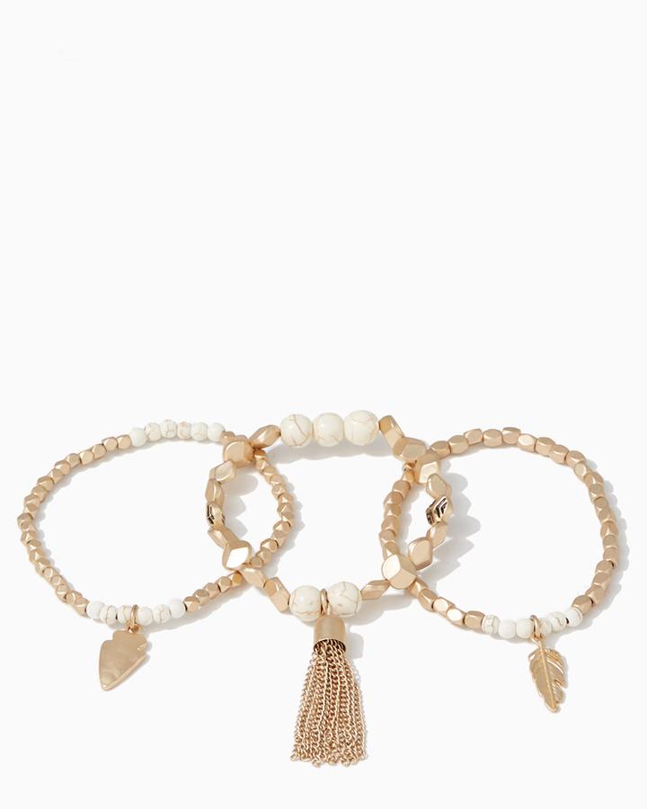 Charming Charlie Howlite Arrowhead Bracelet Set