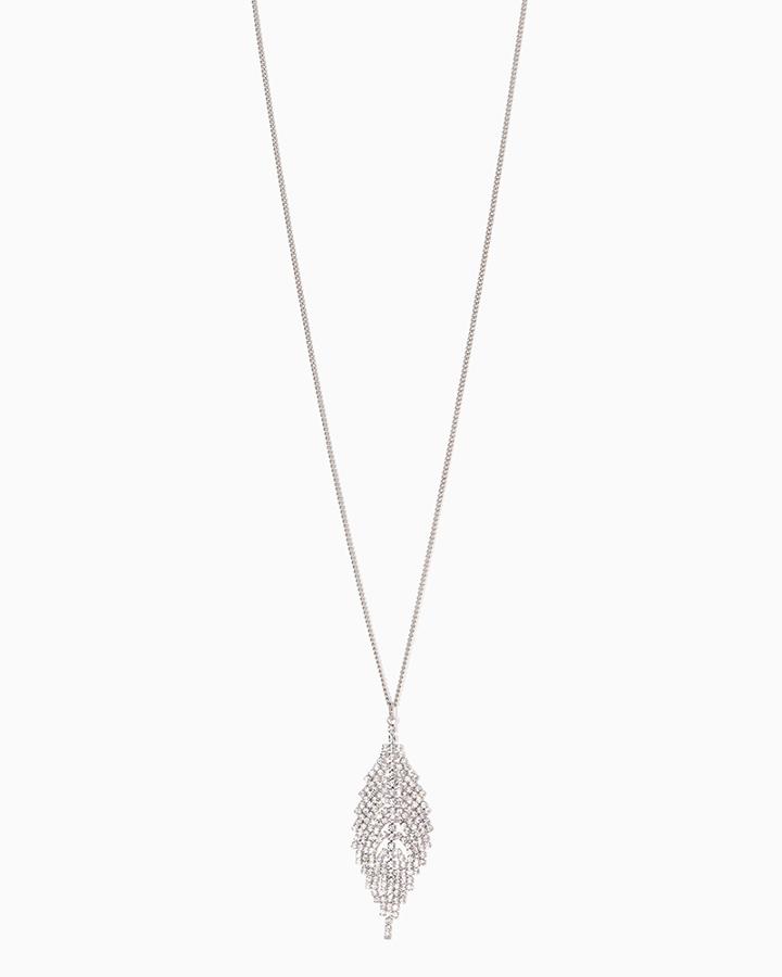 Charming Charlie Falling Leaf Rhinestone Pendant Necklace