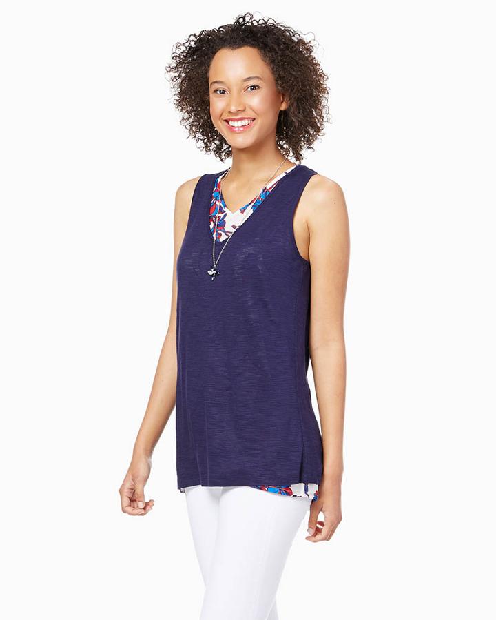Charming Charlie Flowy Gardens Overlay Tank