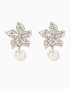 Charming Charlie Poinsettia Pearl Dangle Earrings