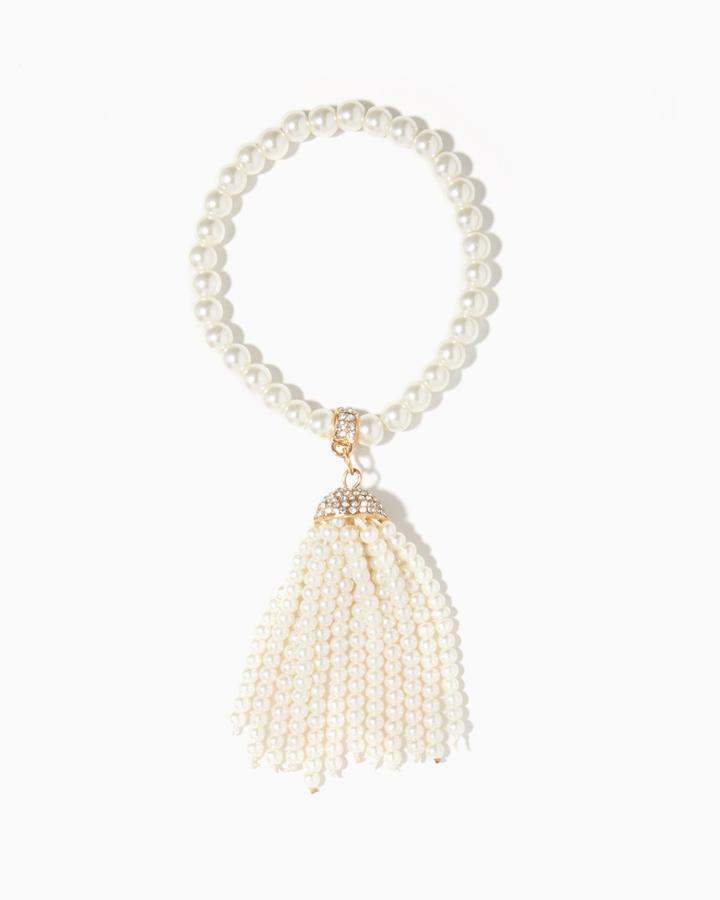 Charming Charlie Pearl Tassel Stretch Bracelet