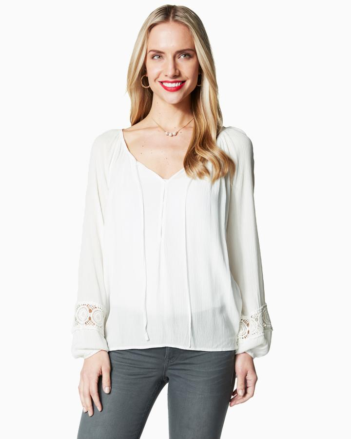 Charming Charlie Lori Crochet Gauze Top
