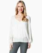 Charming Charlie Lori Crochet Gauze Top