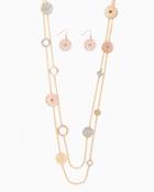 Charming Charlie Mixed Metals Medallion Necklace Set