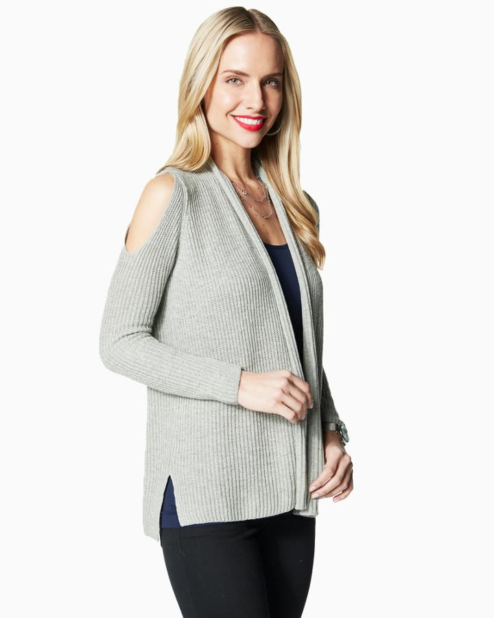 Charming Charlie Great Ribbed Cold Shoulder Cardigan