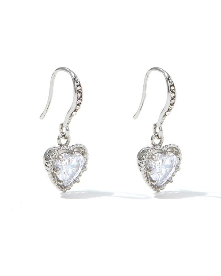 Charming Charlie Heart Cz Drop Earrings