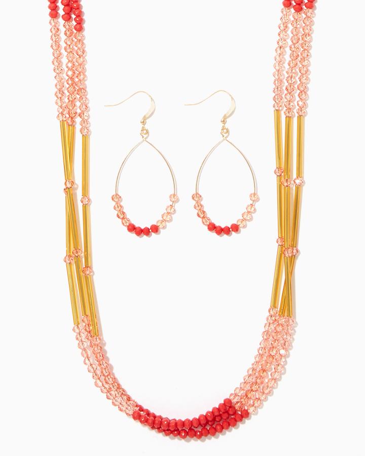 Charming Charlie Sunrise Triple Strand Necklace Set