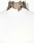 Charming Charlie Metallic Lace Floral Choker