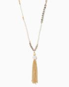 Charming Charlie Color Block Beaded Tassel Necklace