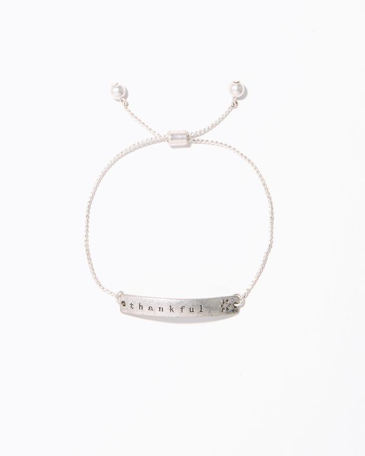 Charming Charlie Thankful Slip & Pull Id Bracelet