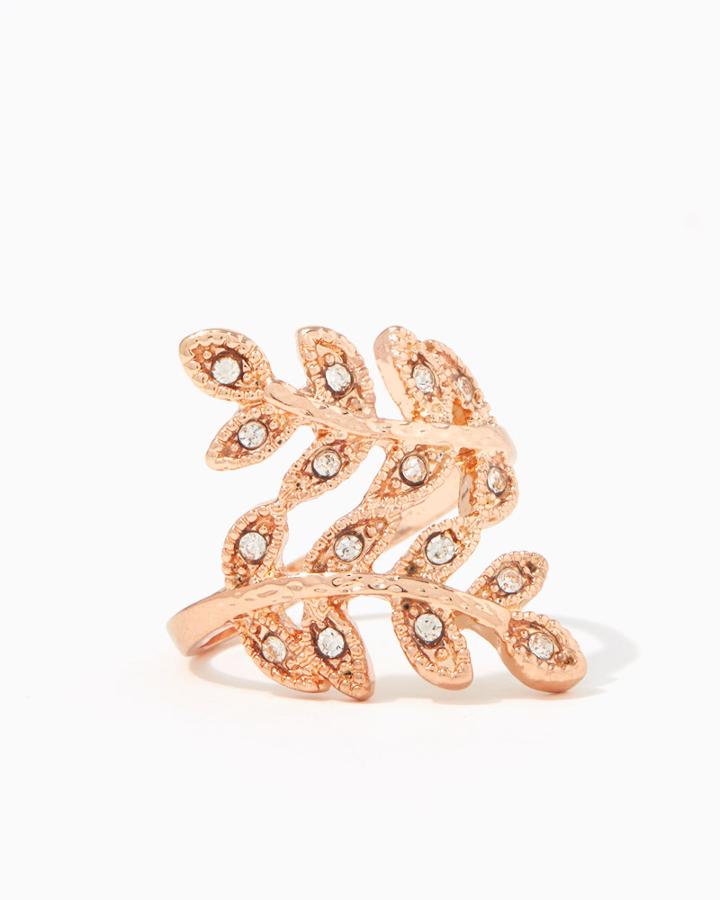 Charming Charlie Leaves Of Rose Gold Bypass Ring