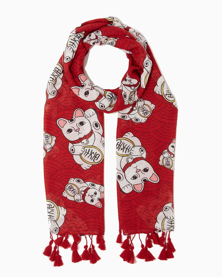 Charming Charlie Money Cat Tassel Scarf